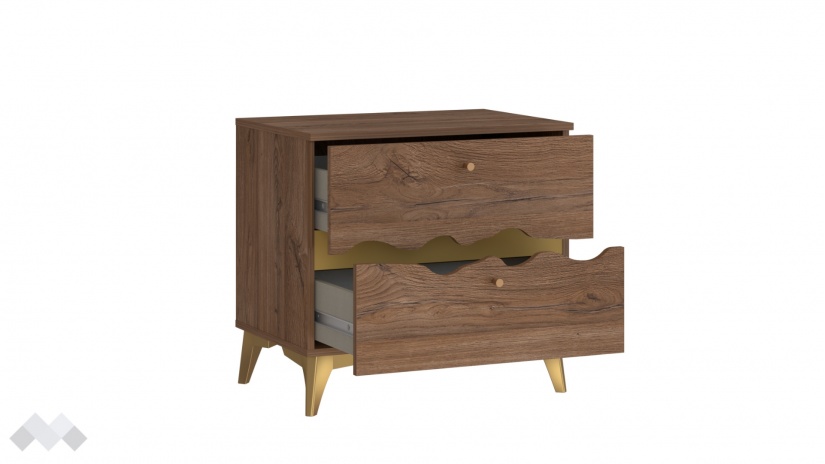 Нощен шкаф Кения колониален дъб със златно - изглед 5 - МебелМаг Нощен шкаф Кения колониален дъб със златно - изглед 5