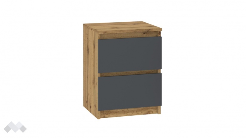 Нощен шкаф Никола златен дъб с антрацит - изглед 2 - МебелМаг Нощен шкаф Никола златен дъб с антрацит - изглед 2