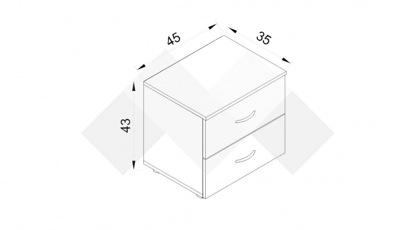 Нощен шкаф Оптима малта с антрацит - изглед 2 - МебелМаг Нощен шкаф Оптима малта с антрацит - изглед 2