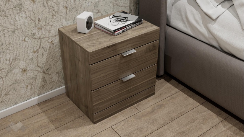 Нощен шкаф Пит орех адмирал - изглед 1 - МебелМаг Нощен шкаф Пит орех адмирал - изглед 1