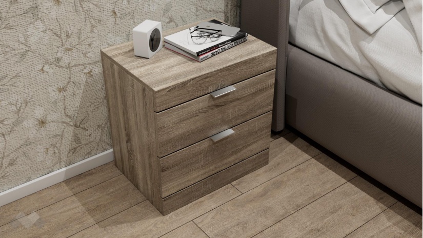 Нощен шкаф Пит тъмна сонома - изглед 1 - МебелМаг Нощен шкаф Пит тъмна сонома - изглед 1