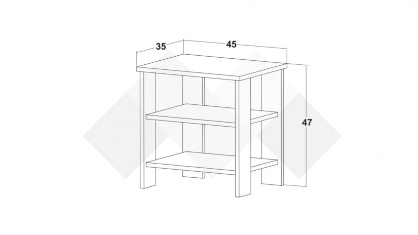 Нощен шкаф Борей браун силвърджак - изглед 2 - МебелМаг Нощен шкаф Борей браун силвърджак - изглед 2