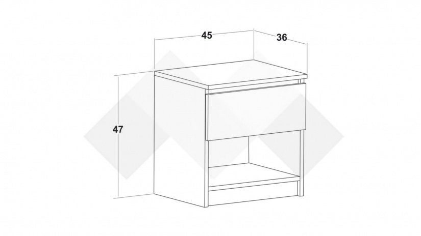 Нощен шкаф Борей браун силвърджак - изглед 2 - МебелМаг Нощен шкаф Борей браун силвърджак - изглед 2