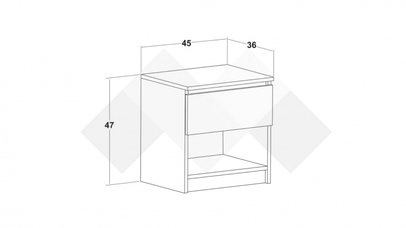Нощен шкаф Борей дъб вотан светъл с антрацит - изглед 2 - МебелМаг Нощен шкаф Борей дъб вотан светъл с антрацит - изглед 2