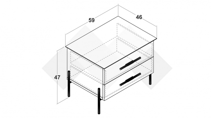 Нощен шкаф Салвадор памучно бежов с атрацит - изглед 2