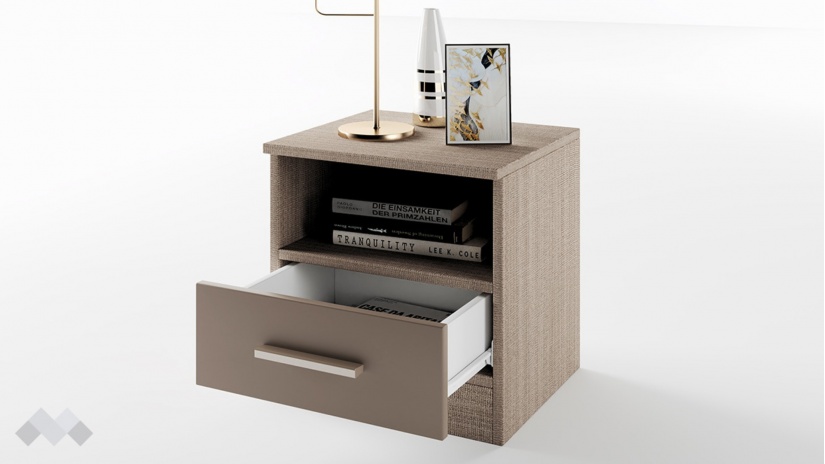 Нощен шкаф Кери мока с лате - изглед 6 - МебелМаг Нощен шкаф Кери мока с лате - изглед 6