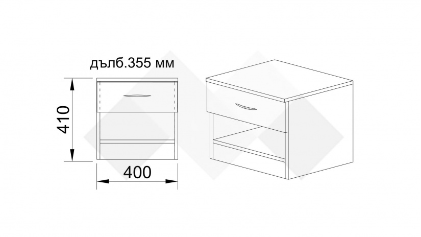 Нощен шкаф Кери мока с лате - изглед 7 - МебелМаг Нощен шкаф Кери мока с лате - изглед 7