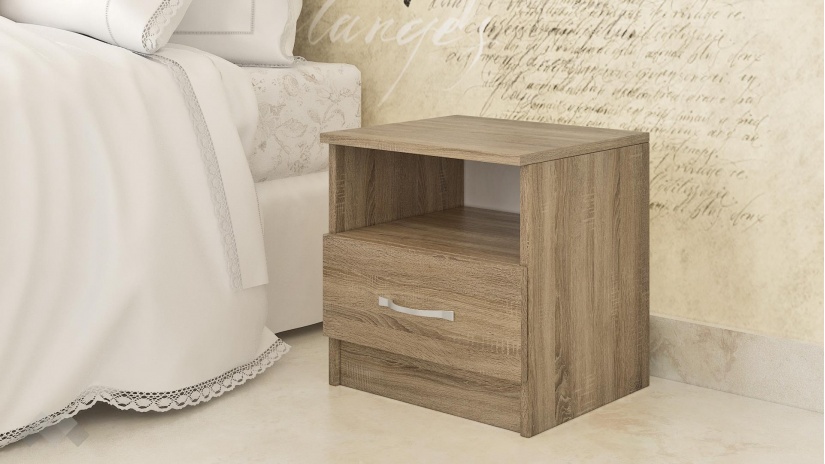 Нощен шкаф Кери тъмна сонома - изглед 2 - МебелМаг Нощен шкаф Кери тъмна сонома - изглед 2