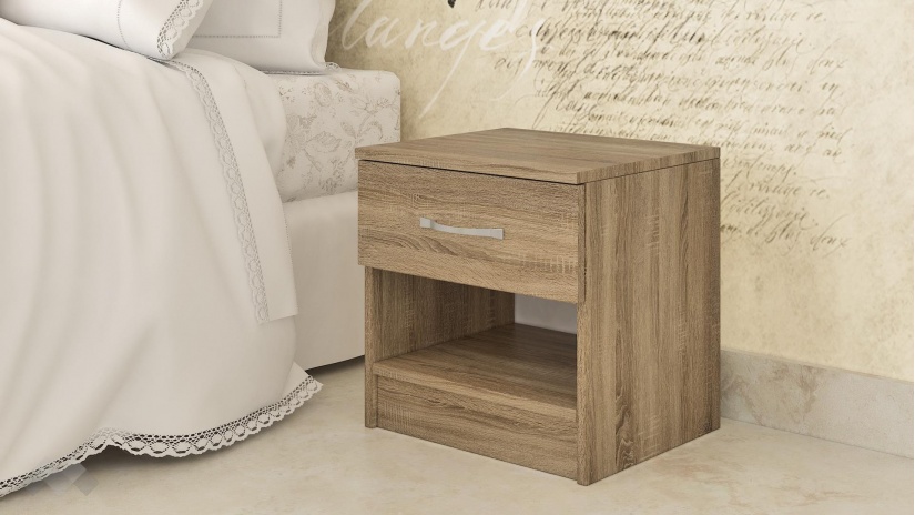 Нощен шкаф Кери тъмна сонома - изглед 1 - МебелМаг Нощен шкаф Кери тъмна сонома - изглед 1