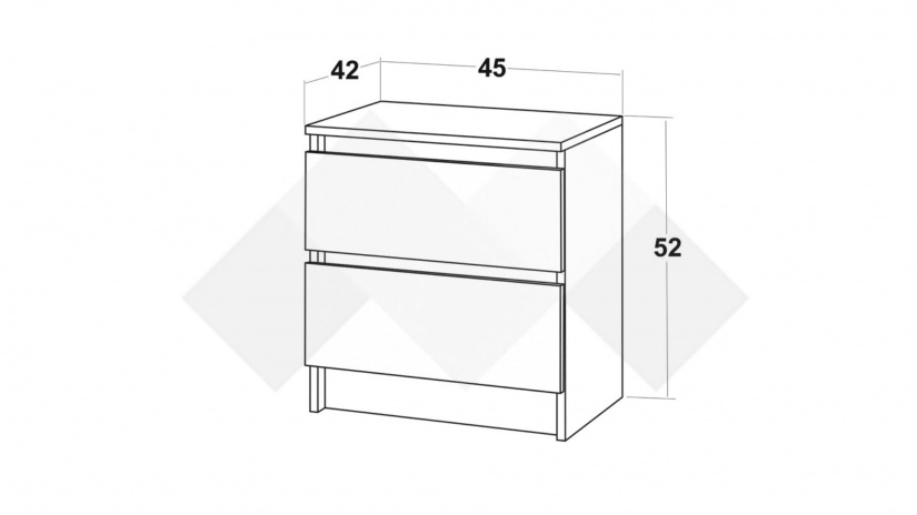 Нощно шкафче Лорис дъб кремона с бял гланц - изглед 2 - МебелМаг Нощно шкафче Лорис дъб кремона с бял гланц - изглед 2