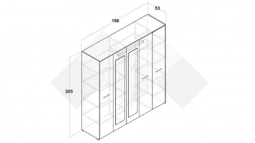 Гардероб Вангард петкрилни артизан с бяло - изглед 3