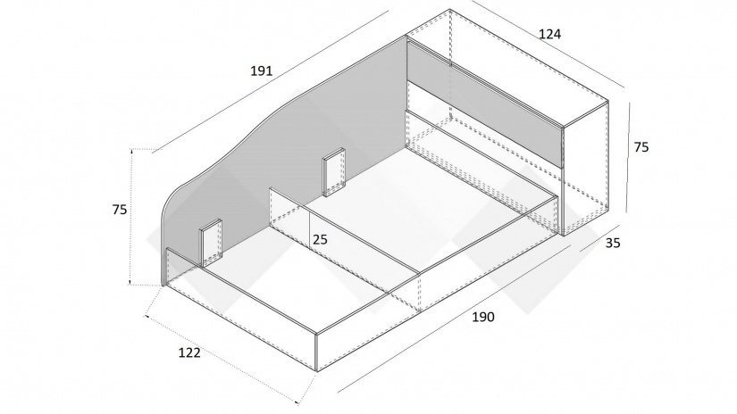 Приста с ракла 120/190 Селтик с включен матрак Бонел 120/190 келтски дъб със светло сиво - изглед 4 - МебелМаг Приста с ракла 120/190 Селтик с включен матрак Бонел 120/190 келтски дъб със светло сиво - изглед 4