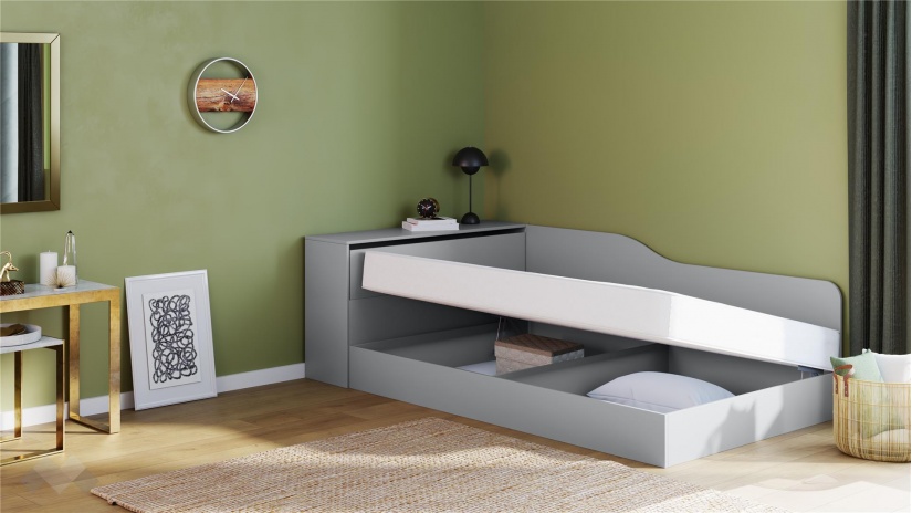 Приста с ракла 120/190 Скай с включен матрак Бонел 120/190 нардо сив - изглед 2