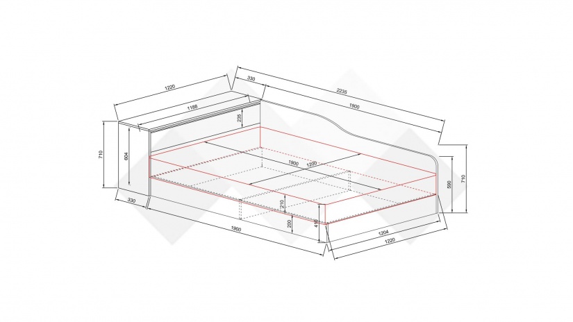 Приста с ракла 120/190 Скай с включен матрак Бонел 120/190 нардо сив - изглед 5
