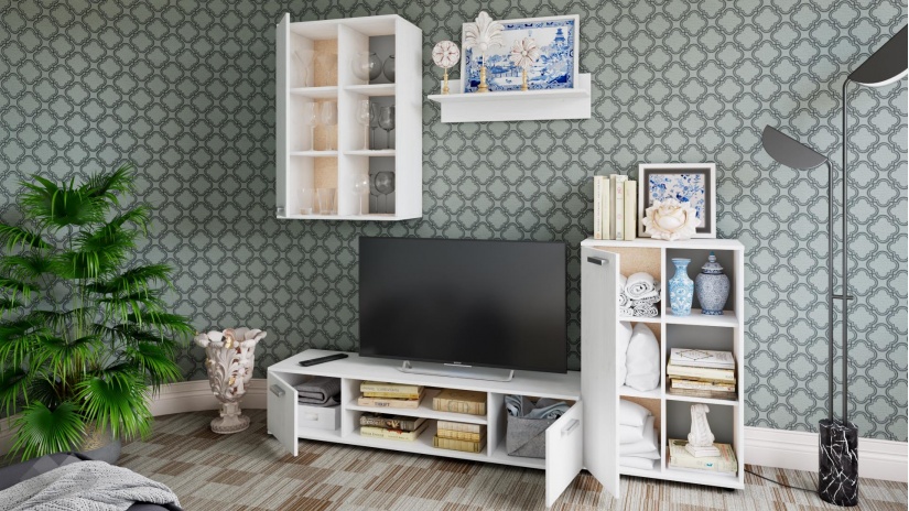 Секция Арго модулни бял фладер - изглед 2 - МебелМаг Секция Арго модулни бял фладер - изглед 2