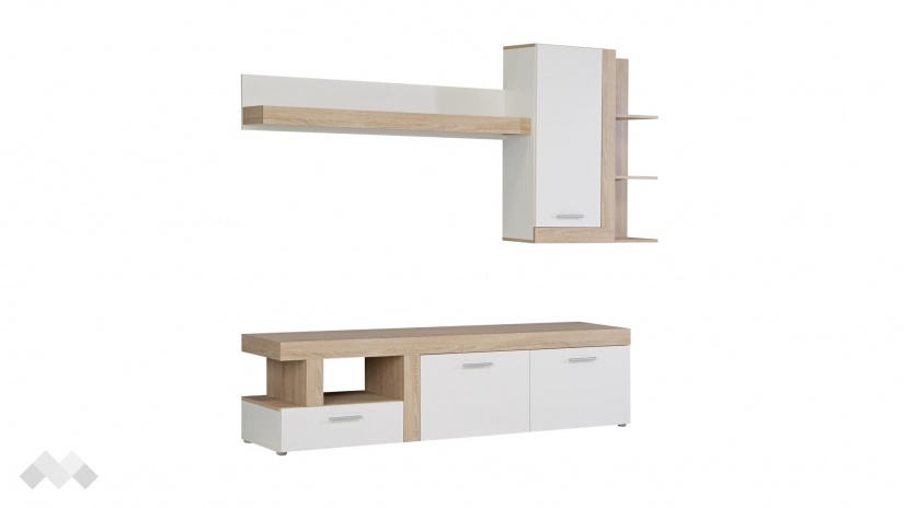 Секция Джуледа с открити рафтове дъб сонома с бяло - изглед 2 - МебелМаг Секция Джуледа с открити рафтове дъб сонома с бяло - изглед 2