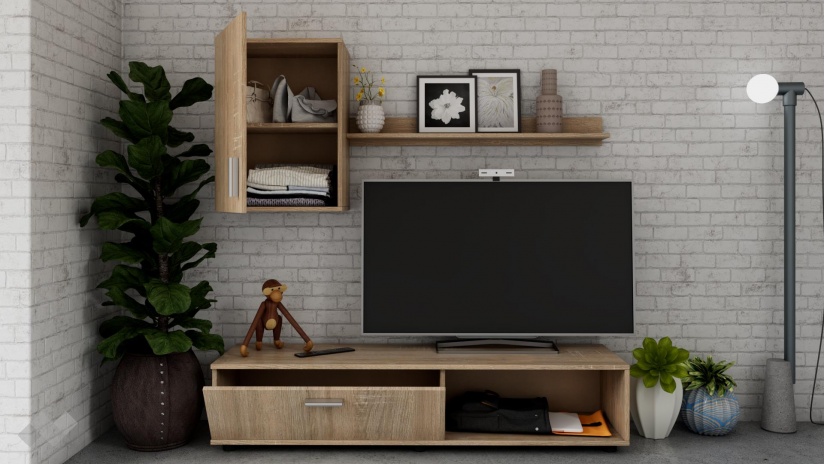 Секция Гибсън модулни дъб сонома - изглед 2 - МебелМаг Секция Гибсън модулни дъб сонома - изглед 2