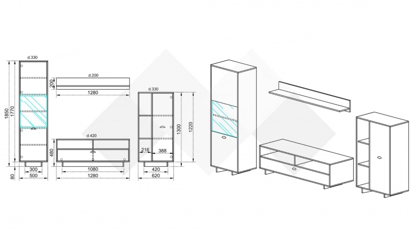 Секция Оливия модулни олд стайл - изглед 3