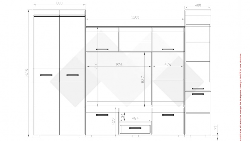 Секция Прага с гардероб дъб сонома с венге - изглед 3 - МебелМаг Секция Прага с гардероб дъб сонома с венге - изглед 3