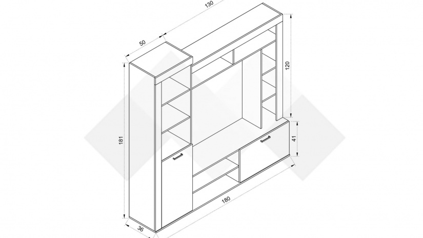 Секция Шоу с открити рафтове дъб сонома с бяло - изглед 5 - МебелМаг Секция Шоу с открити рафтове дъб сонома с бяло - изглед 5