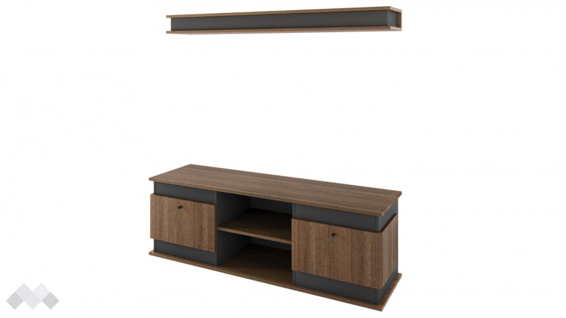 ТВ шкаф Купър песаро с графит - изглед 1 - МебелМаг ТВ шкаф Купър песаро с графит - изглед 1