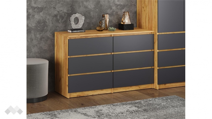 Скрин Никола златен дъб с антрацит - изглед 3 - МебелМаг Скрин Никола златен дъб с антрацит - изглед 3