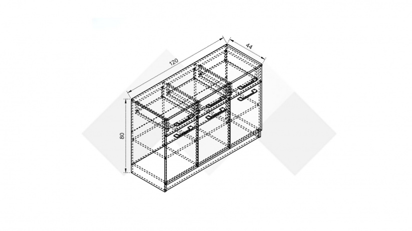 Скрин Комо дъб ърбан ойстър с бяло - изглед 2 - МебелМаг Скрин Комо дъб ърбан ойстър с бяло - изглед 2