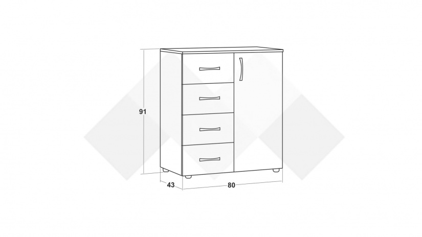 Скрин Галати дъб вотан светъл с антрацит - изглед 2 - МебелМаг Скрин Галати дъб вотан светъл с антрацит - изглед 2