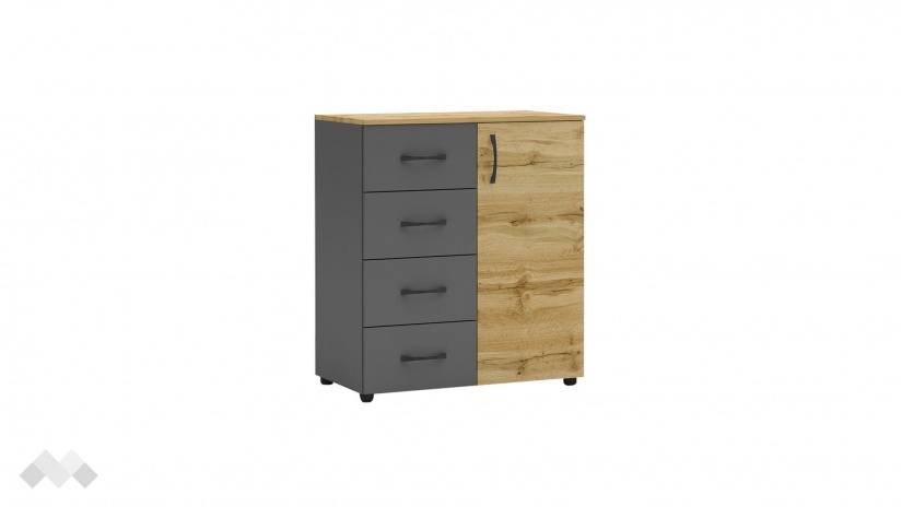 Скрин Галати дъб вотан светъл с антрацит - изглед 1 - МебелМаг Скрин Галати дъб вотан светъл с антрацит - изглед 1