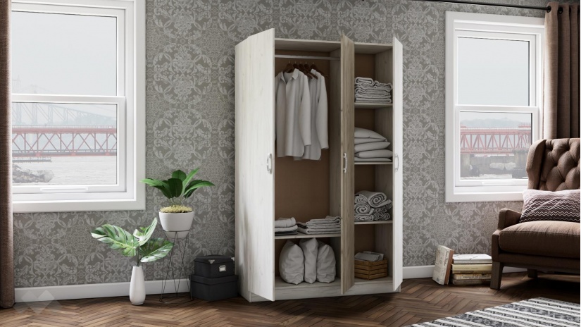 Спален комплект Адам А2 дъб крафт бял - изглед 6 - МебелМаг Спален комплект Адам А2 дъб крафт бял - изглед 6