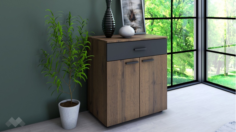 Спален комплект Дани дъб вотан с черно шагре - изглед 7 - МебелМаг Спален комплект Дани дъб вотан с черно шагре - изглед 7