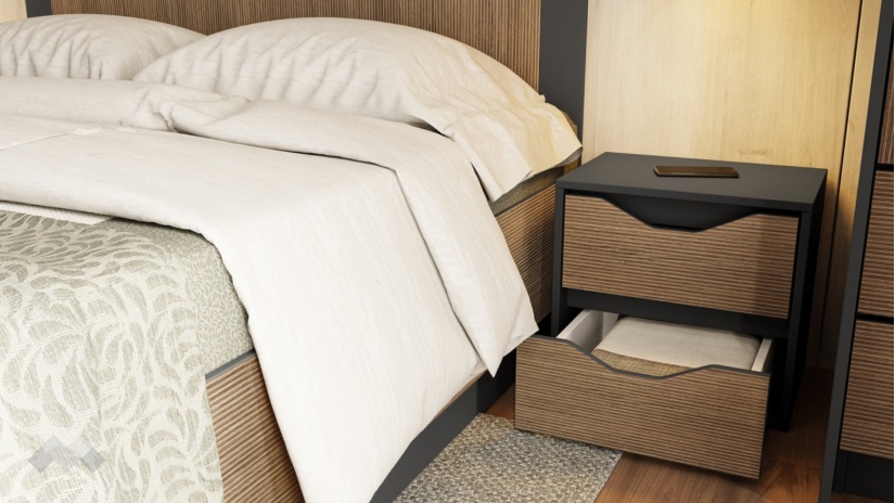 Спален комплект Ейприл с включен матрак Бонел 160/200 орех линеа с графит - изглед 5 - МебелМаг Спален комплект Ейприл с включен матрак Бонел 160/200 орех линеа с графит - изглед 5