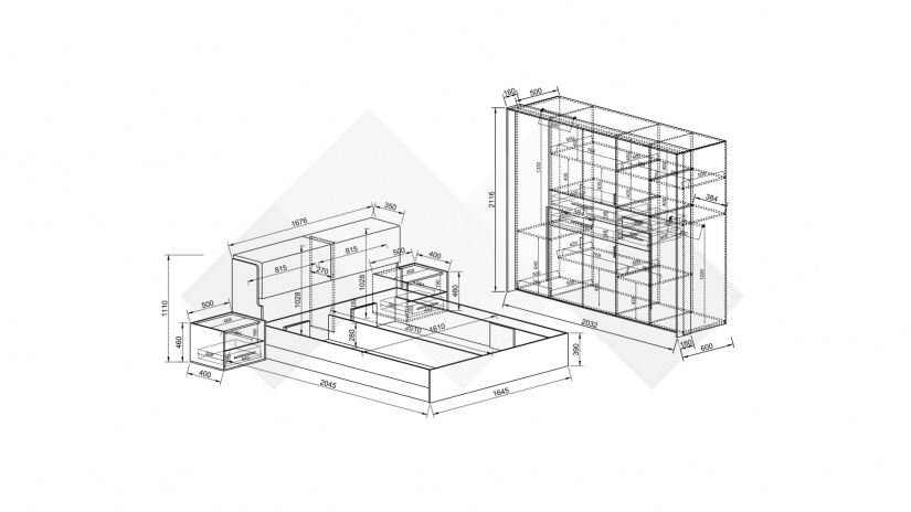 Спален комплект Емили с включен матрак Бонел 160/200 дъб кота кремона с кашмир - изглед 7 - МебелМаг Спален комплект Емили с включен матрак Бонел 160/200 дъб кота кремона с кашмир - изглед 7