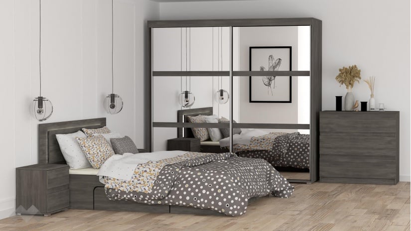 Спален комплект Латте тъмен норвежки бор - изглед 1