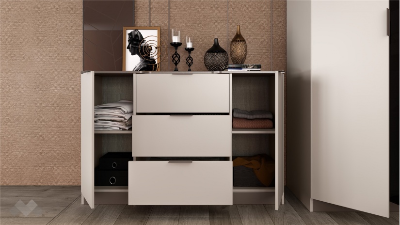 Спален комплект Лусо с включен матрак Бонел 160/200 кашмир с лате - изглед 6 - МебелМаг Спален комплект Лусо с включен матрак Бонел 160/200 кашмир с лате - изглед 6