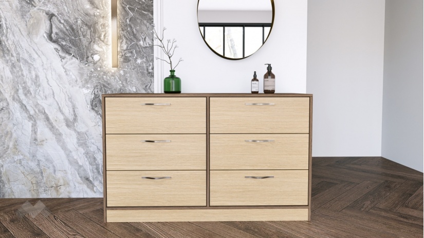 Спален комплект Мирела дъб линеа с орех линеа - изглед 10 - МебелМаг Спален комплект Мирела дъб линеа с орех линеа - изглед 10