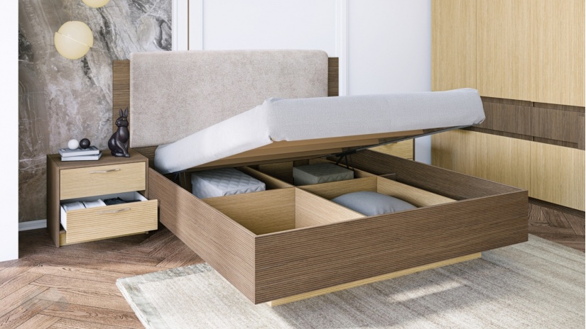 Спален комплект Мирела дъб линеа с орех линеа - изглед 5 - МебелМаг Спален комплект Мирела дъб линеа с орех линеа - изглед 5