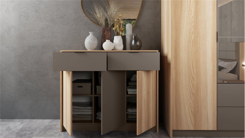 Спален комплект Опиум с включен матрак Бонел 160/200 блонд сърфейс с лате - изглед 12 - МебелМаг Спален комплект Опиум с включен матрак Бонел 160/200 блонд сърфейс с лате - изглед 12