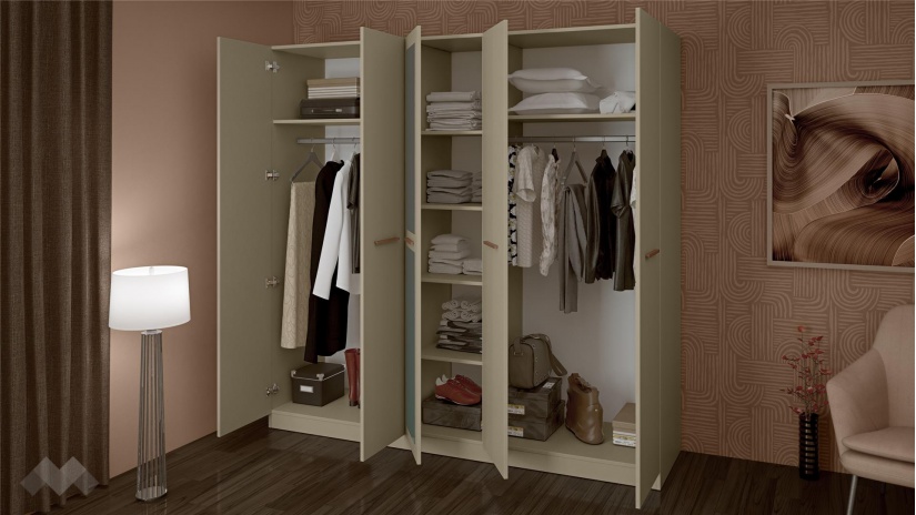 Гардероб Ривас петкрилни дафне - изглед 3 - МебелМаг Гардероб Ривас петкрилни дафне - изглед 3