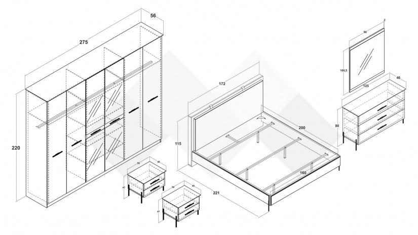 Спален комплект Салвадор памучно бежов с атрацит - изглед 2