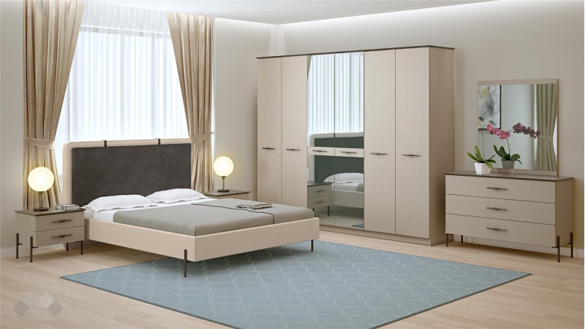 Спален комплект Салвадор памучно бежов с атрацит - изглед 1