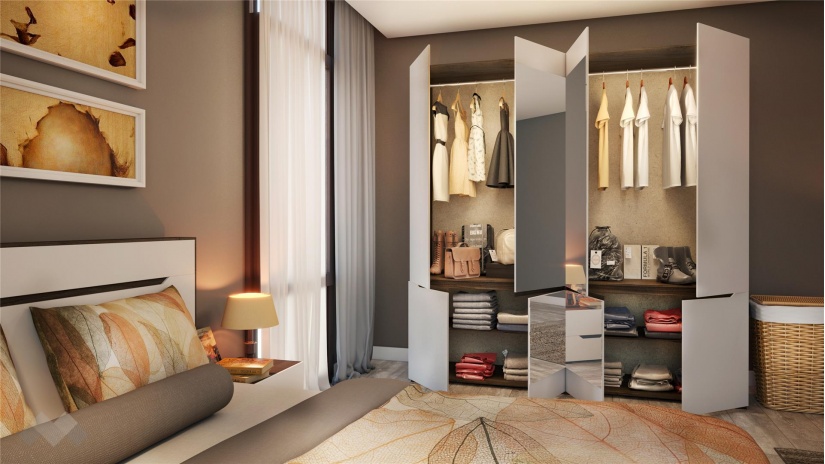 Спален комплект Санта Мария с включен матрак Бонел 160/200 орех адмирал със сатен - изглед 5 - МебелМаг Спален комплект Санта Мария с включен матрак Бонел 160/200 орех адмирал със сатен - изглед 5