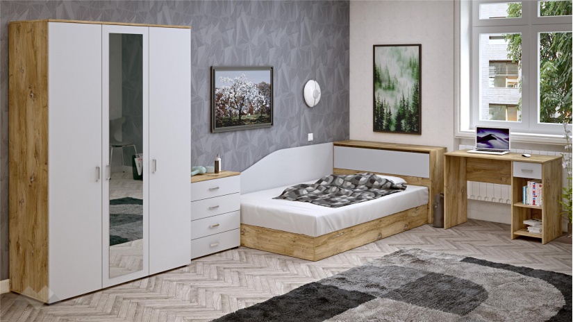 Спален комплект Селтик С3 келтски дъб със светло сиво - изглед 1 - МебелМаг Спален комплект Селтик С3 келтски дъб със светло сиво - изглед 1