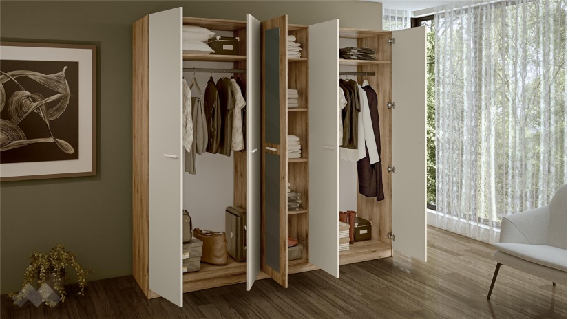 Спален комплект Силва дъб кадис с бяло гладко - изглед 7 - МебелМаг Спален комплект Силва дъб кадис с бяло гладко - изглед 7