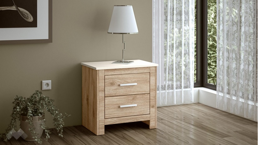 Спален комплект Силва дъб кадис с бяло гладко - изглед 4 - МебелМаг Спален комплект Силва дъб кадис с бяло гладко - изглед 4