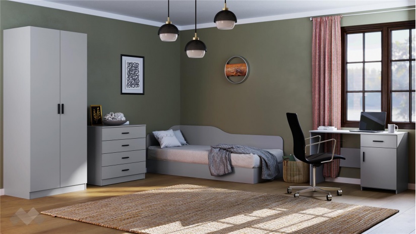 Спален комплект Скай К1 нардо сив - изглед 1 - МебелМаг Спален комплект Скай К1 нардо сив - изглед 1