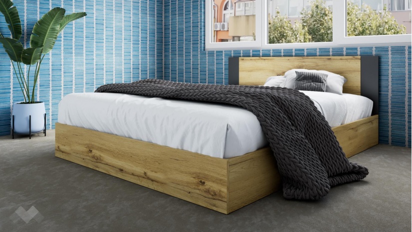 Спален комплект Малена светъл вотан с антрацит - изглед 4 - МебелМаг Спален комплект Малена светъл вотан с антрацит - изглед 4