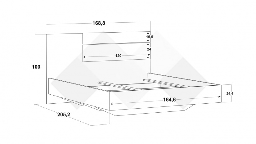 Спалня 160/200 Бафра с включен матрак Бонел 160/200 дъб артисан с тъмен норвежки бор - изглед 5