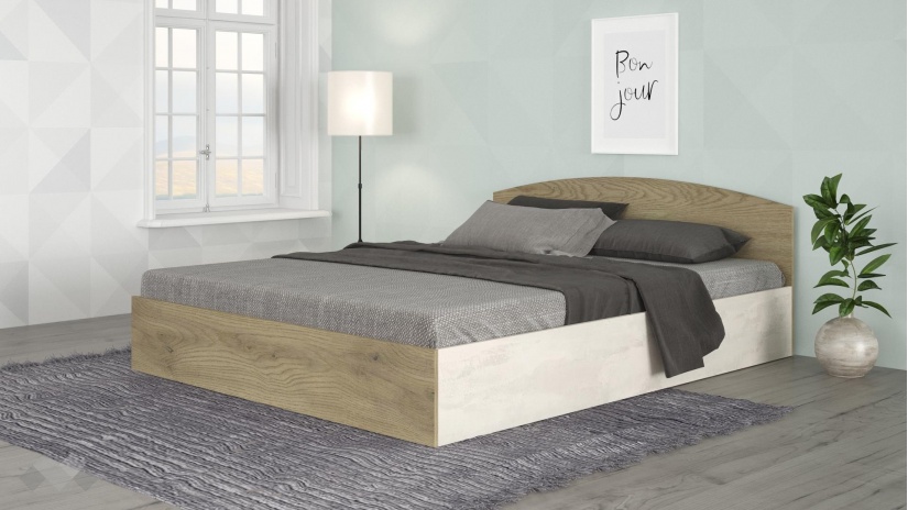 Спалня 160/200 Лумо с включен матрак Бонел 160/200 сива кремона със силк лайт - изглед 1