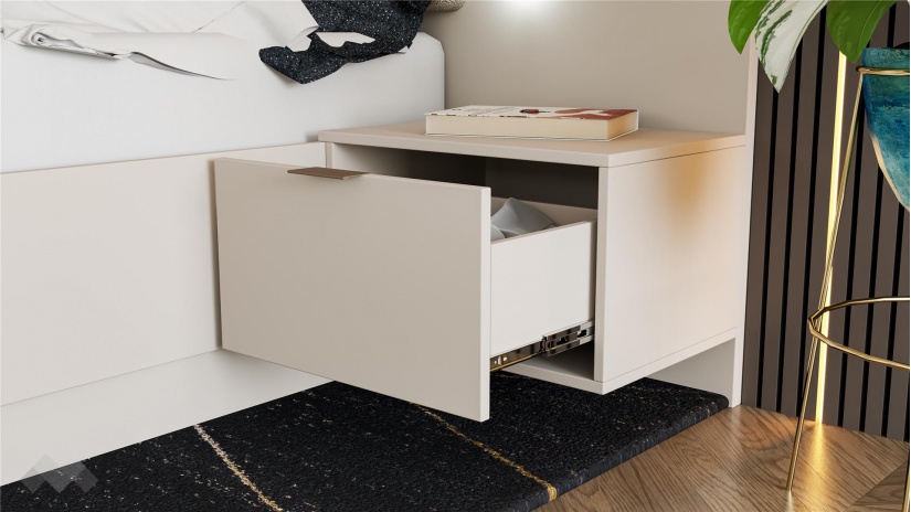 Спалня с нощни шкафчета 160/200 Кашмир с включен матрак Бонел 160/200 кашмир - изглед 3 - МебелМаг Спалня с нощни шкафчета 160/200 Кашмир с включен матрак Бонел 160/200 кашмир - изглед 3